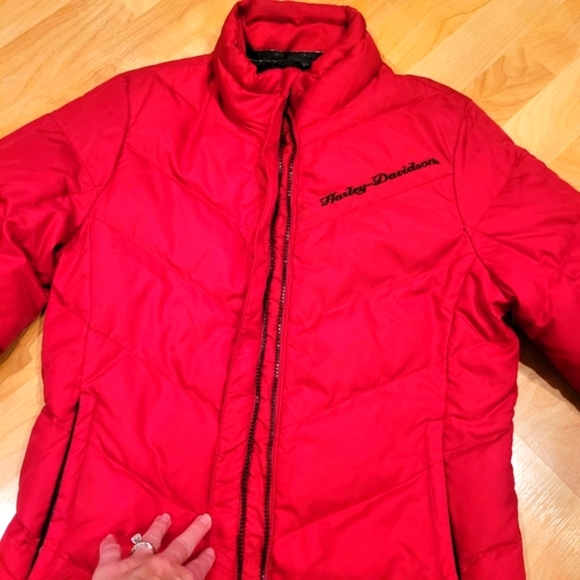 Harley Davidson Women's Duck Down Full Zip Puffer Jacket Size Small Tall - Picture 12 of 12